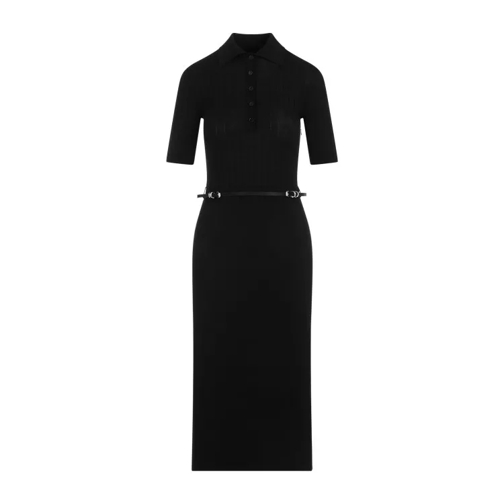 Givenchy Black Wool Voyou Belt Long Polo Dress Black 