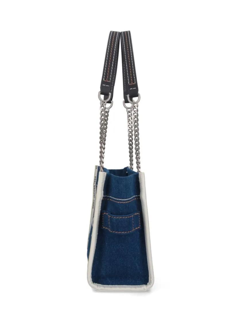 Marc Jacobs Shoppers & Totes Small Tote Bag "The Denim Chain" – Blue in blauw