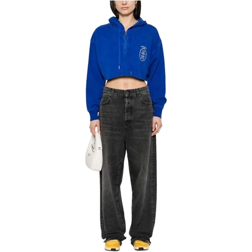 Golden Goose Sweatshirts journey ws cropped zip up hoodie blue blau