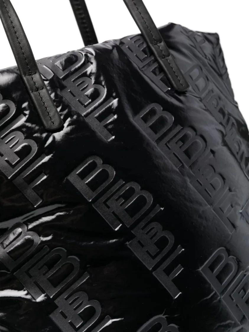 By Far Shoppers & Totes Black Embossed Leather Handbag in zwart