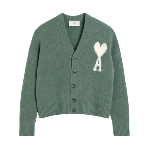 AMI Paris Strickjacke Green Knit Cardigan Green