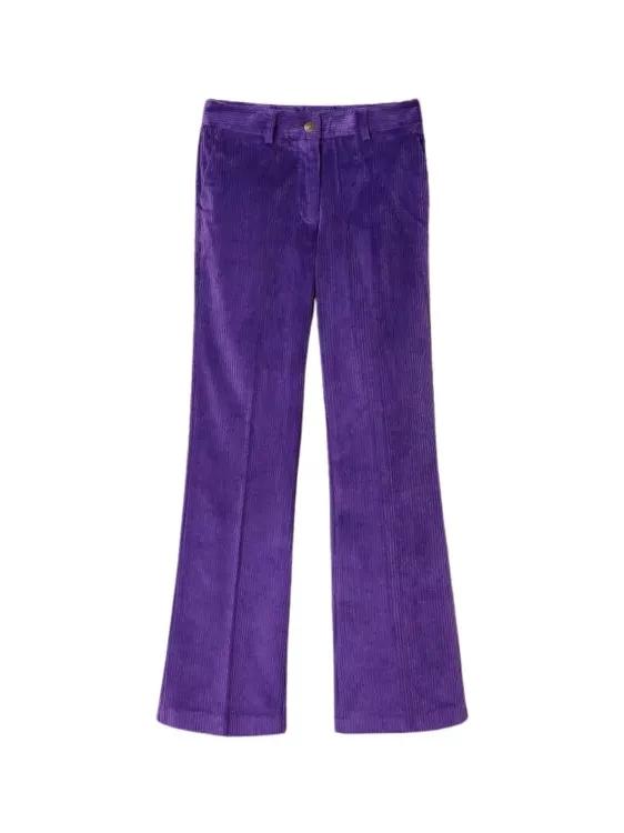 TwinSet Straight Fit Corduroy Trousers Purple Cordhose