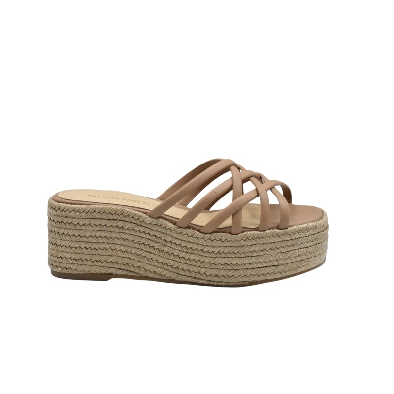 Paloma Barceló Sandales Woven Platform Slide Sandals With Strappy Design Brown