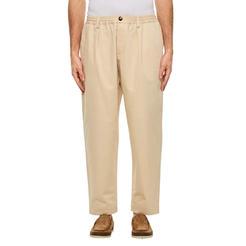 Marni  Cropped Cotton Trousers Neutrals