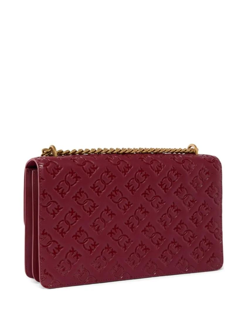 Thumbnail - Pinko Hobo Bags - Bordeaux Shoulder Bag With Love Birds Buckle - Gr. unisize - in Rot - für Damen