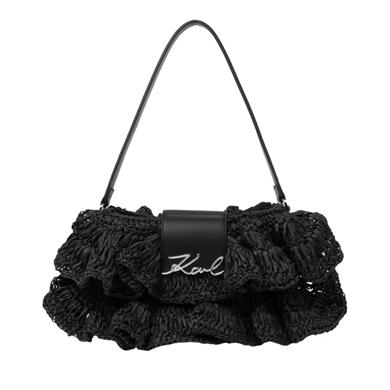 Karl Lagerfeld Schultertasche SIGNATURE RUFFLE Schultertasche schwarz