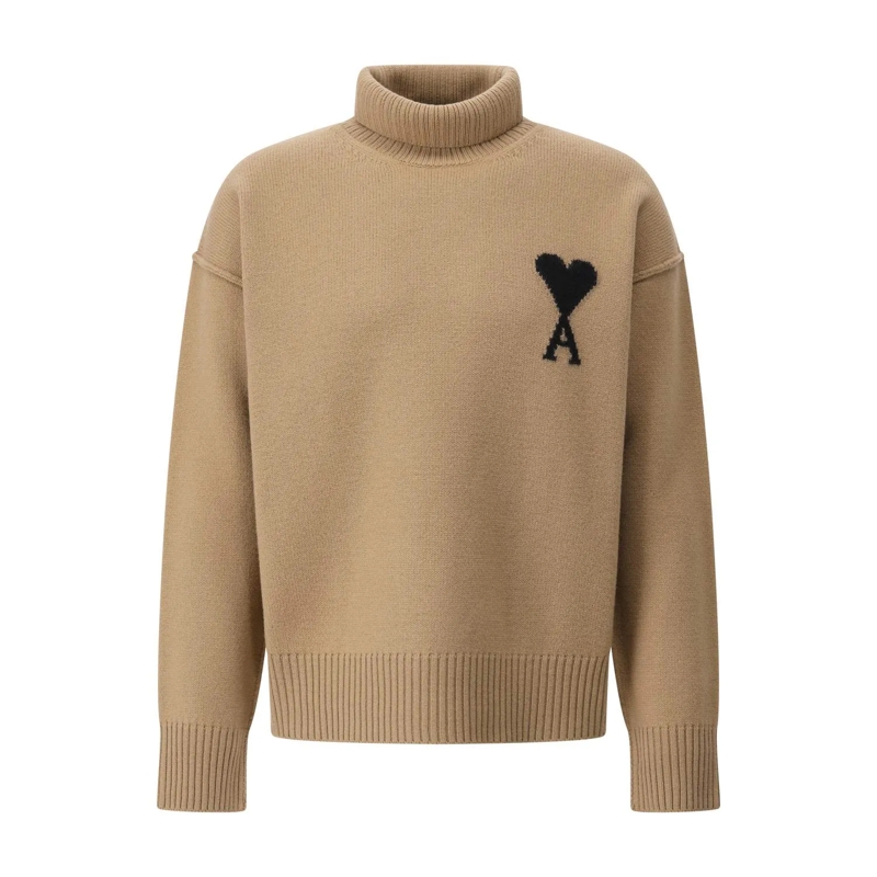 AMI Paris Pullover Oversized Rollkragenpullover Braun