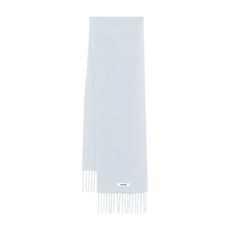 Jacquemus Écharpe légère Fringed Light Blue Scarf White