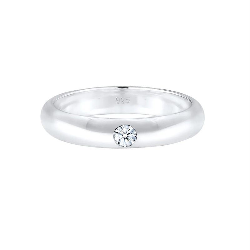 Elli Diamantring Ring Solitär Verlobung Diamant (0.06 ct.) 925er Si silber(Image 2)
