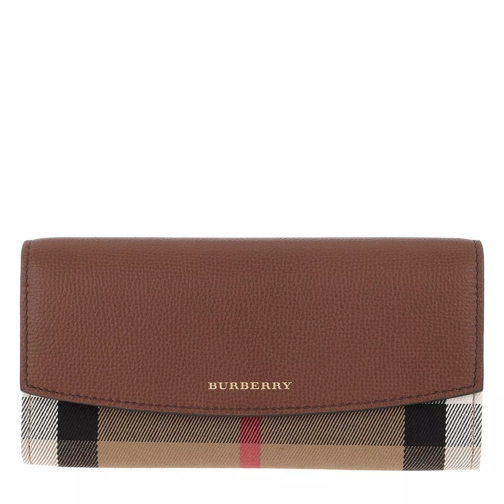 Burberry House Check Leather Porter Continental Wallet Tan Continental Wallet-plånbok