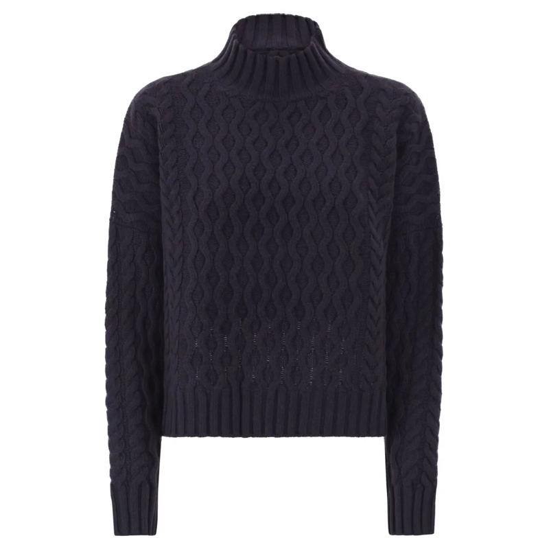 Max Mara Trui met col Yard - Boxy Sweater In Wool Yarn Blue