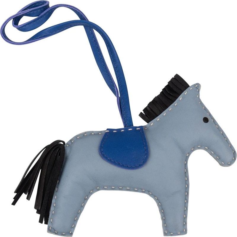 Hermès  Hermes Tricolor Leather Rodeo MM Pendant blau