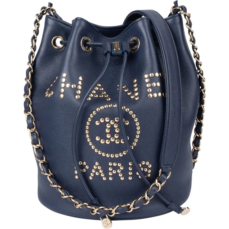 Chanel Tote Chanel Bleu Caviar Leather Deauville Bucket Crossb blau