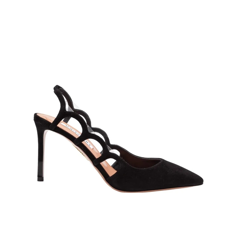 Aquazzura Pumps Suede Black Decollete' Bootie Pump 85 Black