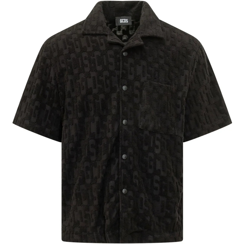Gcds Legeres Oberteil Camicia Bowling con Bottoni a Pressione schwarz