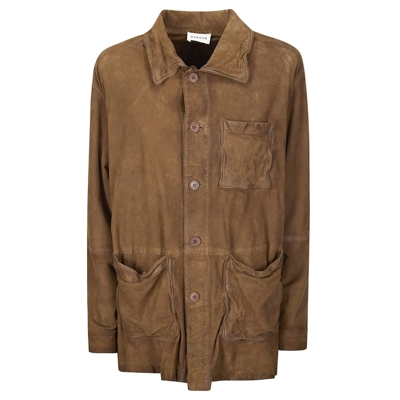 P.A.R.O.S.H. Veste de transition Classic Goat Suede Jacket Brown