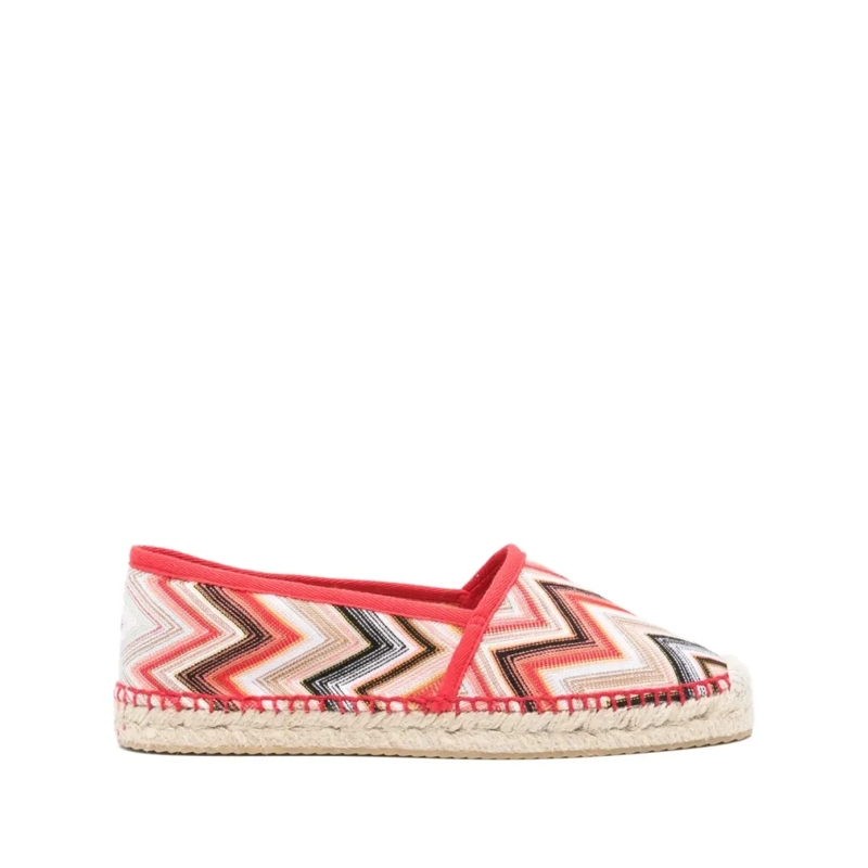 Missoni Ballerinas Woven Jute Sole Espadrilles With Elegant Fabric Up Multicolor