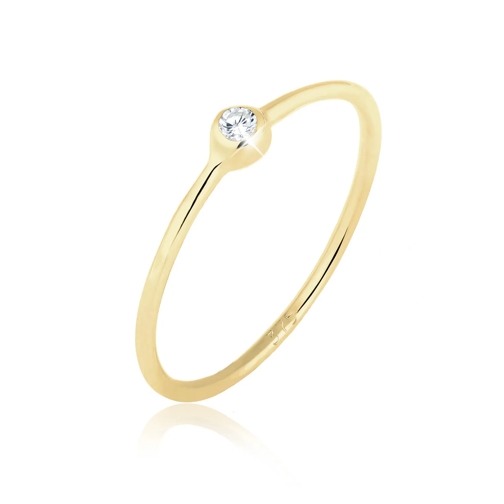 Elli Ring Ring Solitär Zirkonia 375er Gelbgold weiss