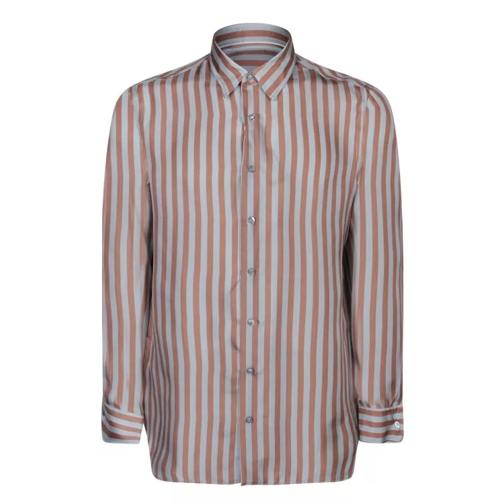 Lardini Stripe Silk Shirt Grey 