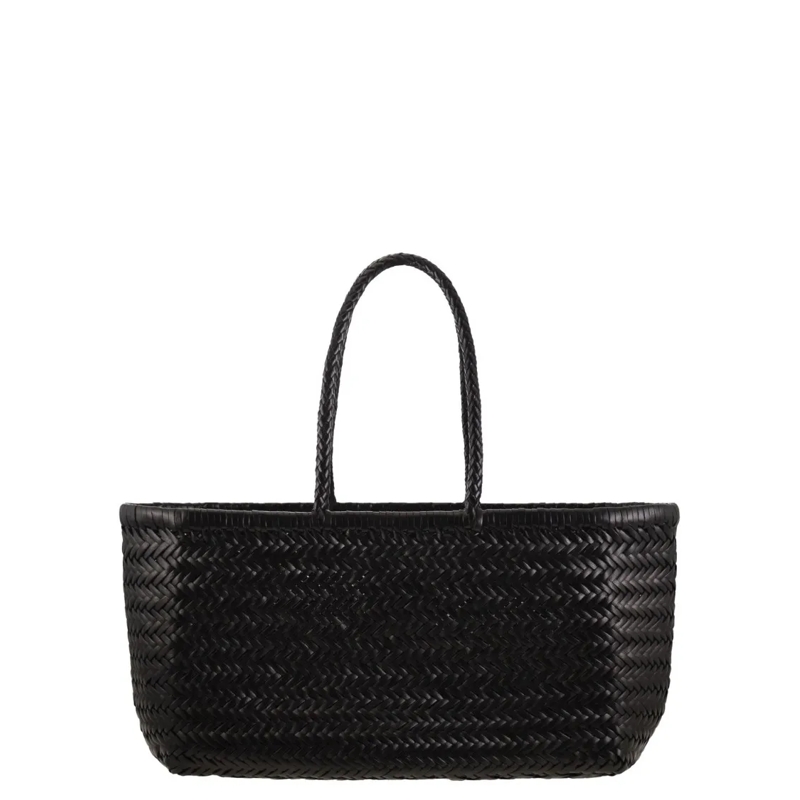 DRAGON DIFFUSION Tote Bamboo Triple Jump Big - Woven Leather Bag Black