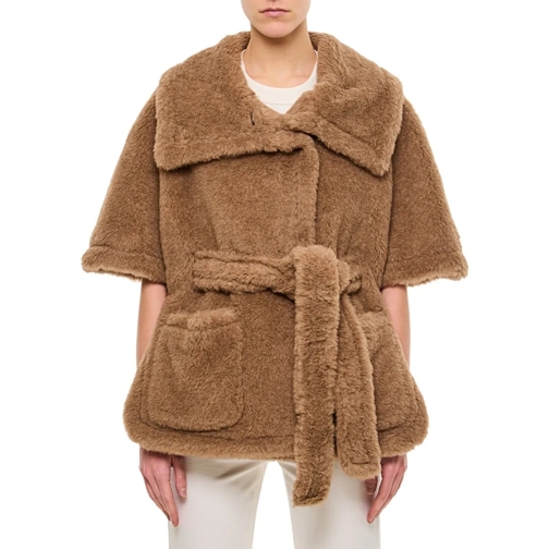 Max Mara Umhang Teddy Cape With Shawl Collar Brown