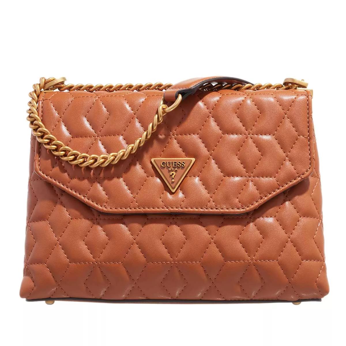 Guess Elenia Convertible Crossbody Flap Cognac Crossbody Bag