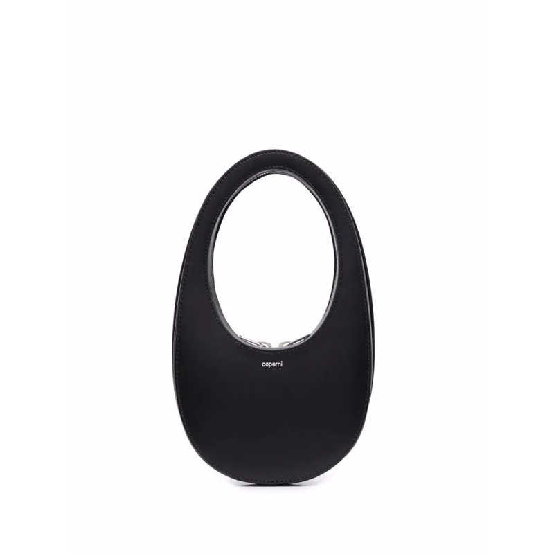 Coperni Schultertasche Oval-Shape Black Handbag With Cut-Out Handle Black