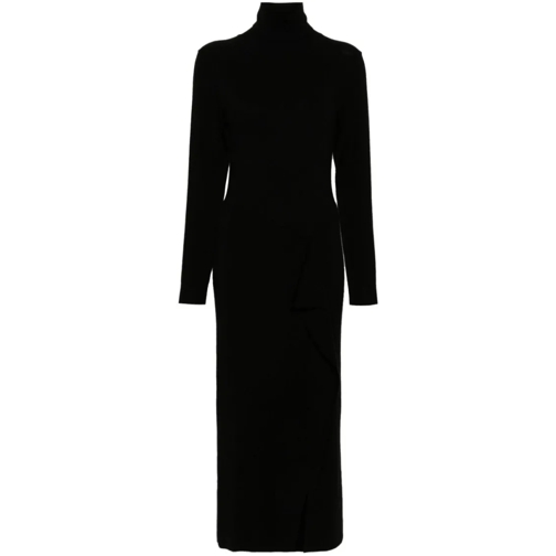 P.A.R.O.S.H. Black Knitted Dress Black Midi-klänningar