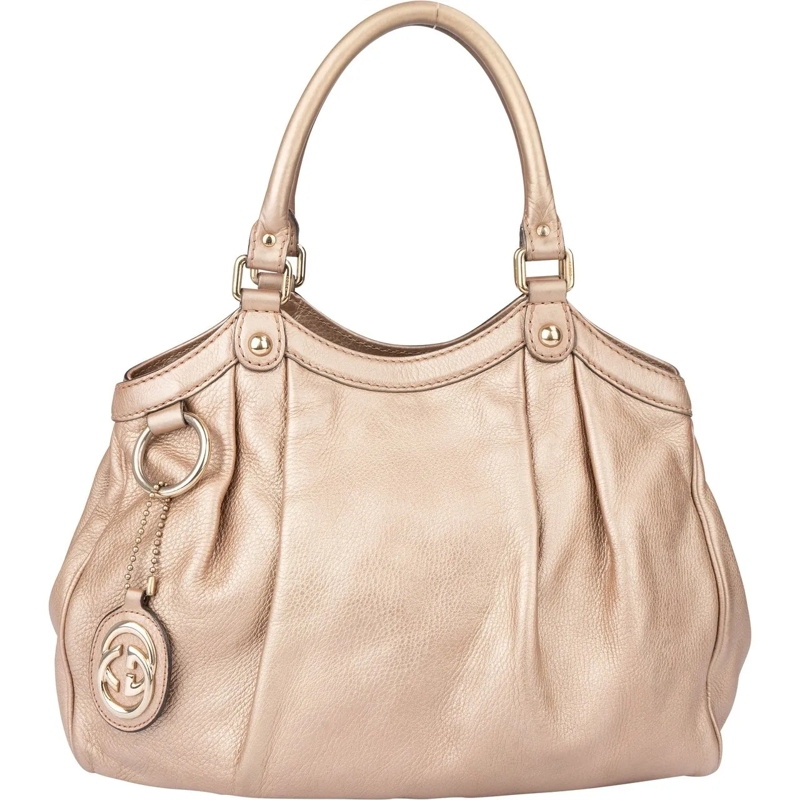 Gucci Schultertasche Gucci Metallic Pink Leather Sukey Handbag rose