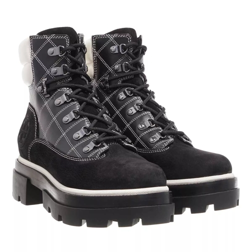 Tory Burch Miller Lug Hiker Boot Black / White Lace up Boots