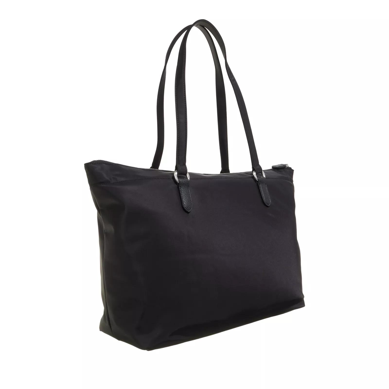 Emporio Armani Zwarte Nylon Adelaar Plaque Rits Tas Black Dames