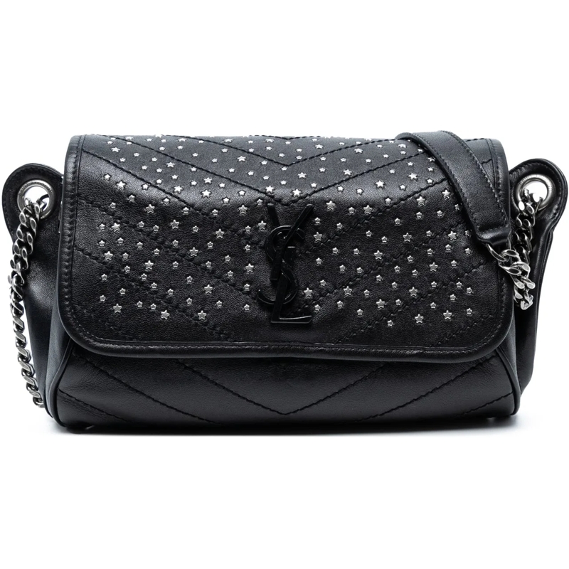 Saint Laurent Sac de ceinture Studded Calfskin Stardust Monogram Niki Body Bag schwarz