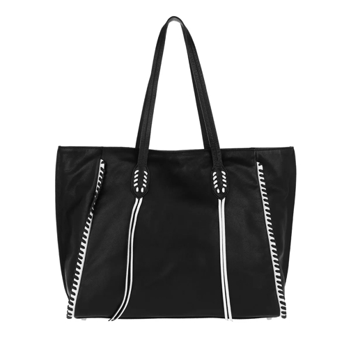 Abro Leather Velvet Shopping Bag Black/White Boodschappentas