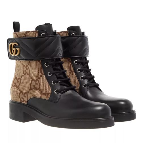 Gucci GG Ankle Boots Canvas Beige/Black Stiefelette