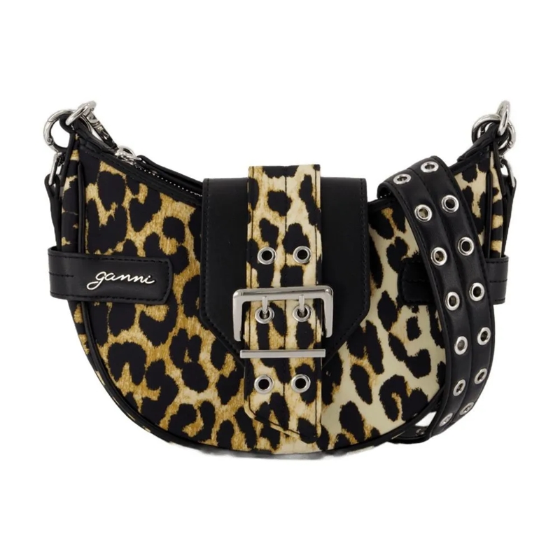 GANNI Sac à bandoulière Bucky Small Crossbody - Nylon - Leopard Black
