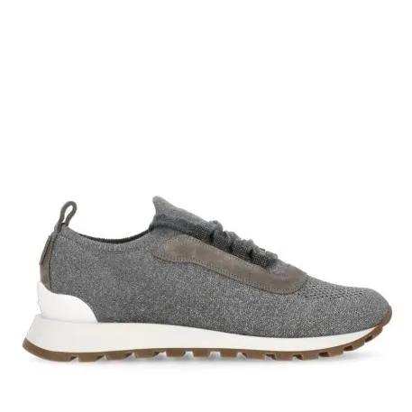 Brunello Cucinelli Low-Top Sneaker - Grey Knitted Sneakers - Gr. 38 (EU) - in Grau - für Damen