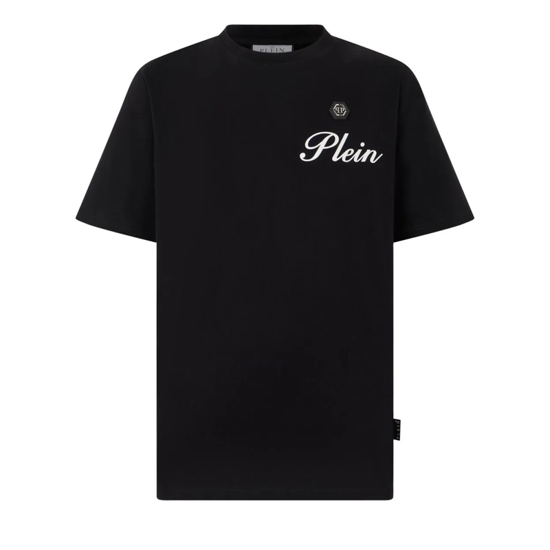 Philipp Plein T-Shirt Round Neck T-Shirt Embossed Signature schwarz