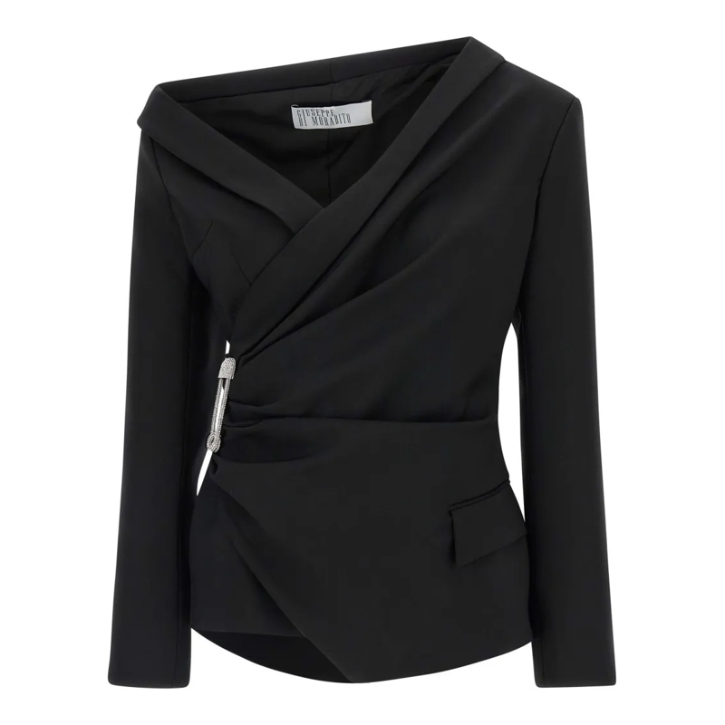 Giuseppe Di Morabito Blazer Black Wool Canvas Asymmetrical Blazer Black