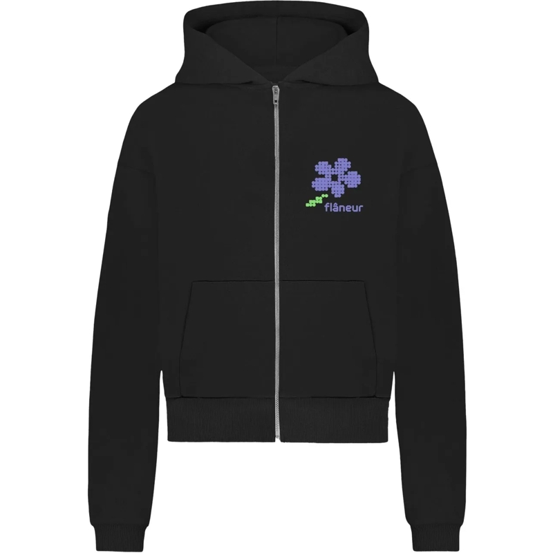 Flâneur  Pixel Flower Zip-Up | Black schwarz