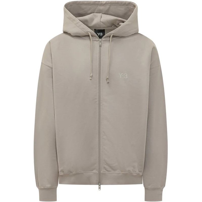Y-3  Felpa con Cappuccio con Zip taupe