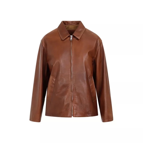 Prada Brown Lamb Leather Jacket Brown 