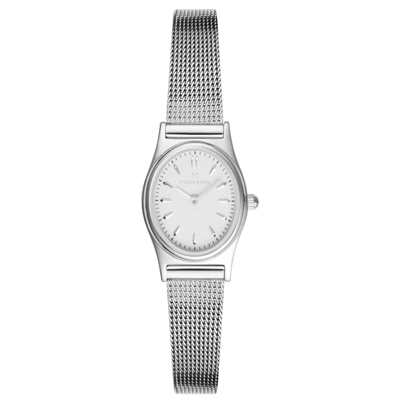 Mockberg Montre à quartz Retro Mesh Uhr Silber