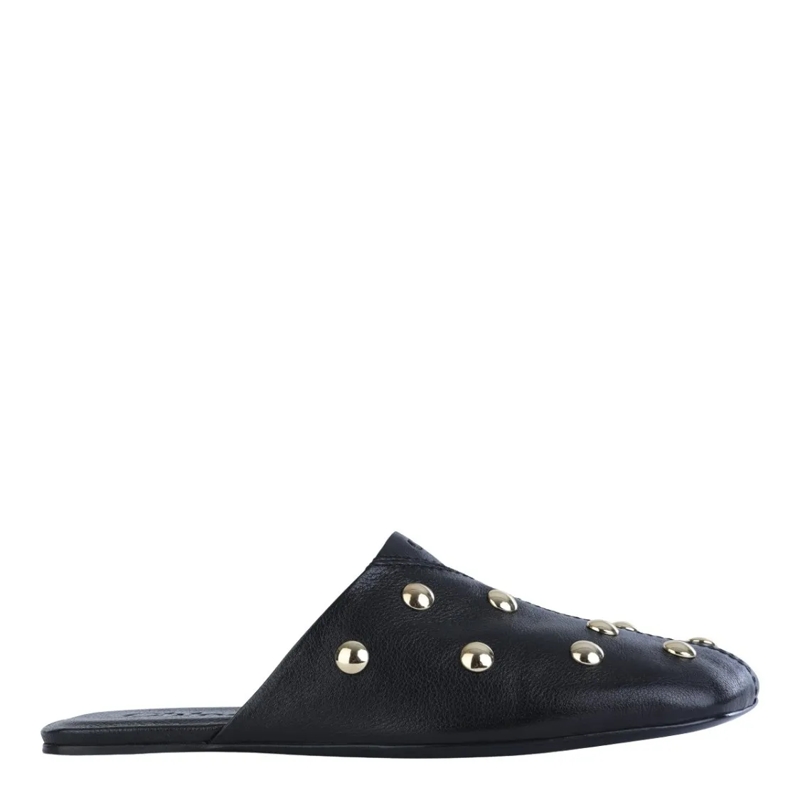 Chloé Mules Black Leather Slip-On Flats Black