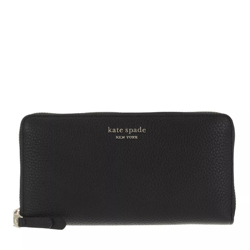 Kate Spade New York Roulette Pebbled Zip Around Continental Wallet Black Portemonnaie mit Zip-Around-Reißverschluss