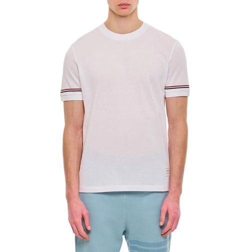 Thom Browne T-Shirts Ribbed Cuff T-Shirt White