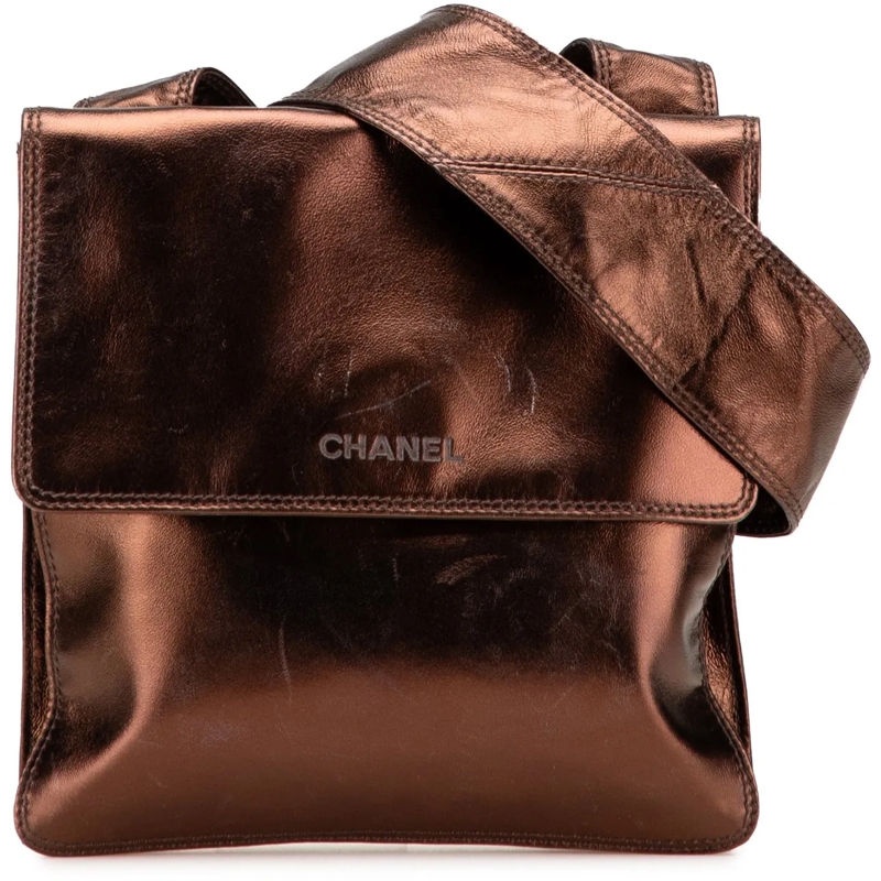 Chanel Sac à bandoulière Metallic Lambskin Flap Crossbody braun