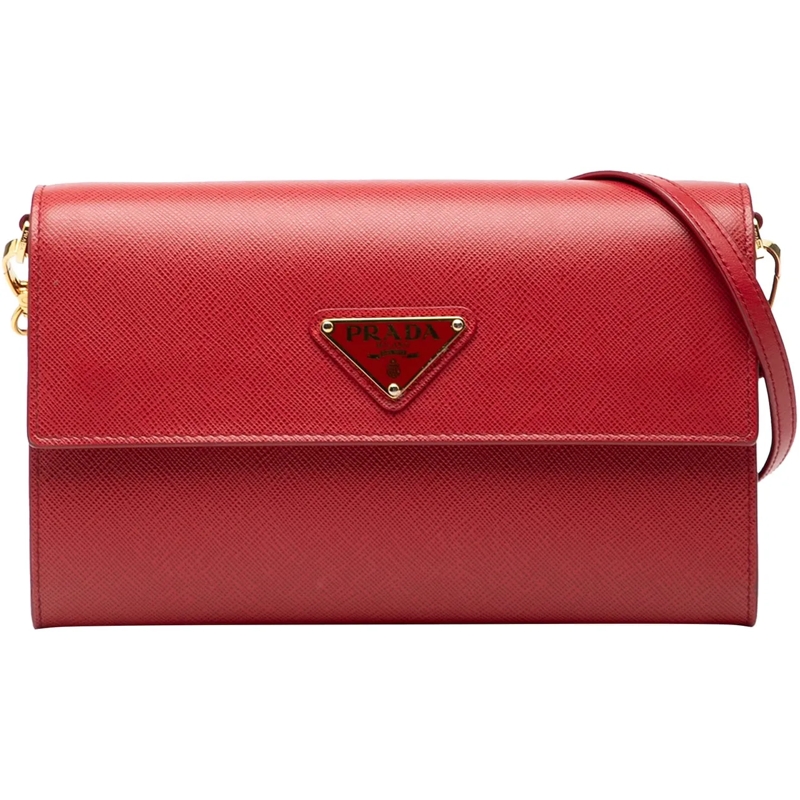 Prada Schultertasche Saffiano Wallet on Strap rot