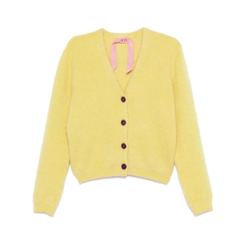 N°21 Vest Amber Yellow Mohair Blend Cardigan Yellow