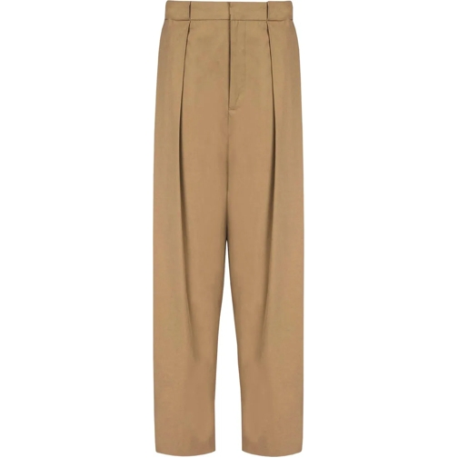 Balmain Broeken Pleated Cotton Trousers beige