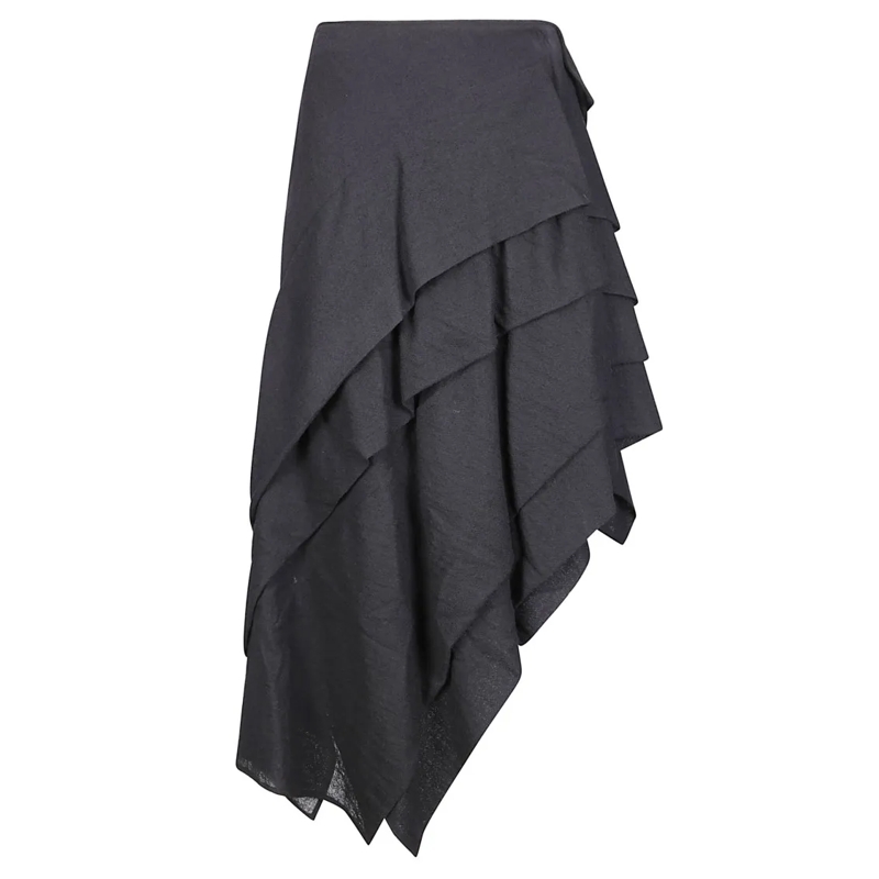 Yohji Yamamoto Minirock Tucked Stitch Design Wool Skirt Black